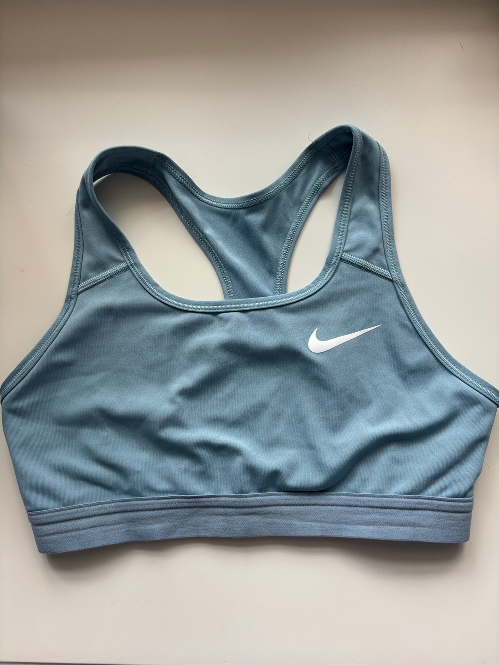 Nike Light Blue Racerback Sports Bra with White Swoosh